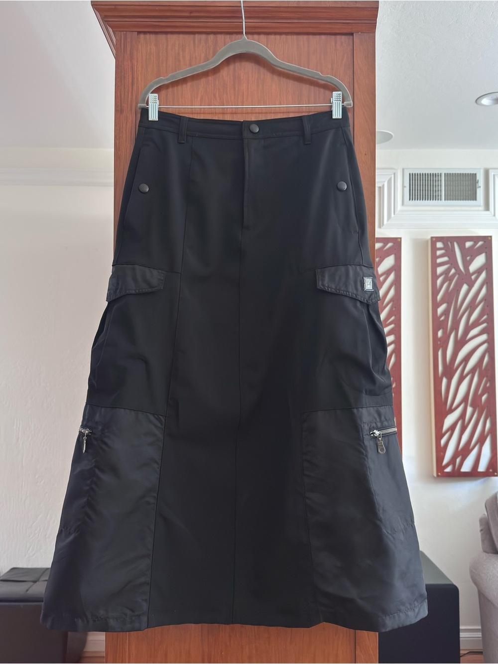 Marithe Francois Girbaud Black Cargo-Style Maxi Skirt 10